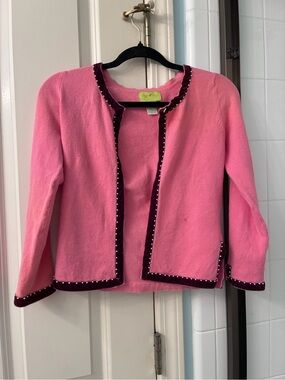 Ago E Filo Vintage Antique Vibrant Pink Collarless Cardigan Sweater